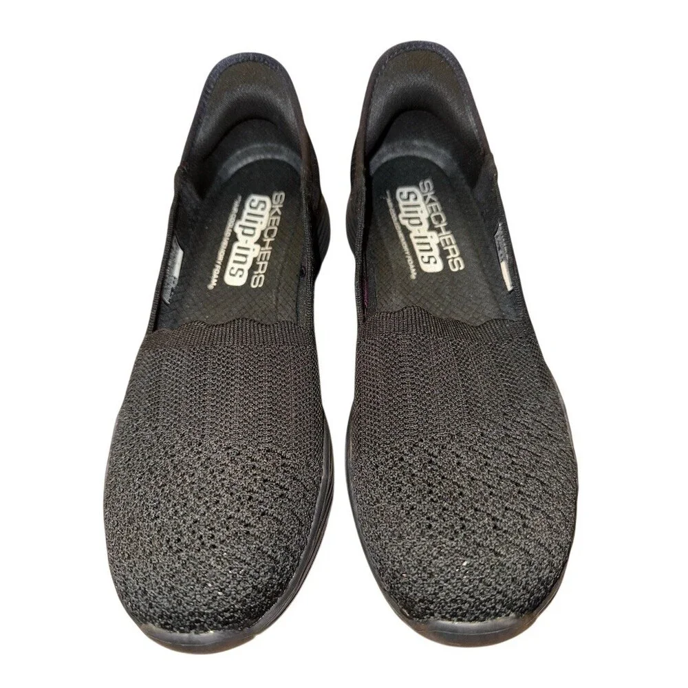 Skechers Slip-Ins Slip-On Sneakers Womens 7.5 Black Stretch Fit Walking - Picture 1 of 6